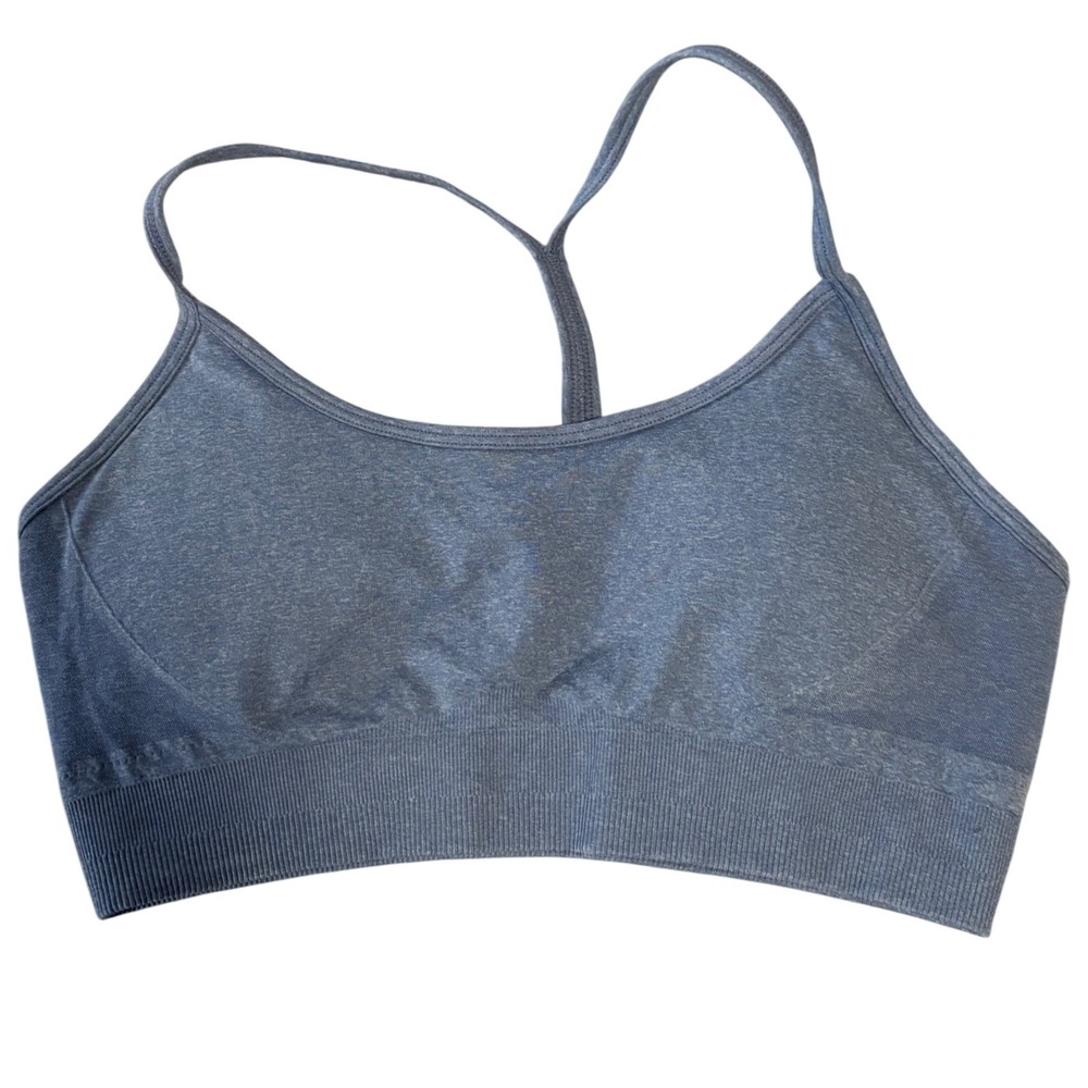AYBL Balance V2 Seamless Sports Bra Large L Blue Heather Marl Racerback Workout